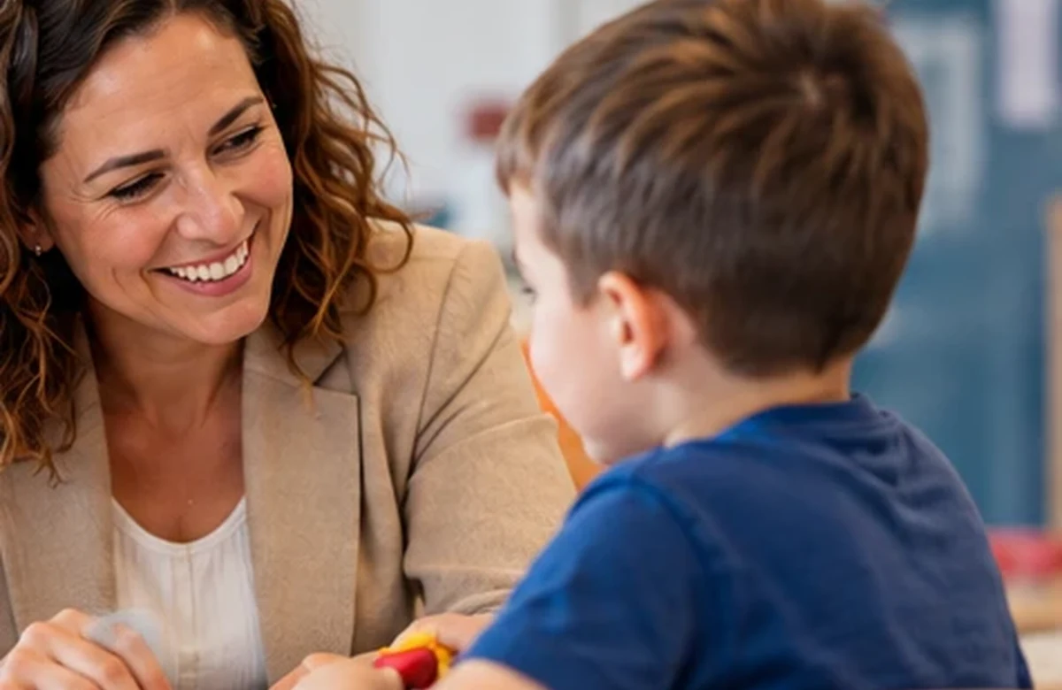 Behavior specialist observing and interacting with a child